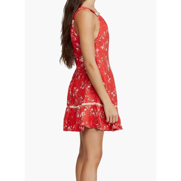 NWOT Free People All Mine One Shoulder Red Linen Floral Flowy Sundress - Picture 3 of 9